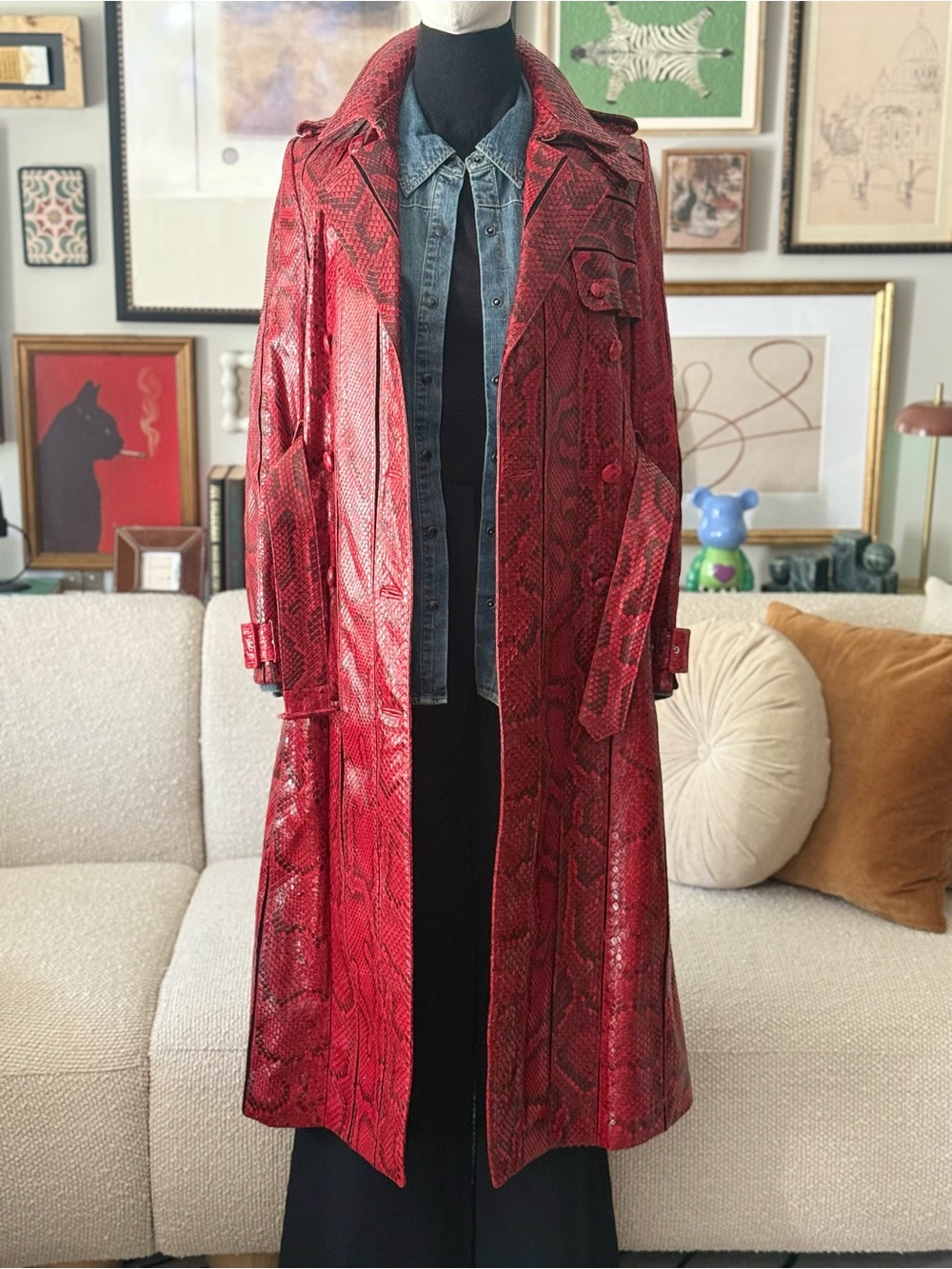 Valentino Genuine Python Lace Trench Coat IT 40